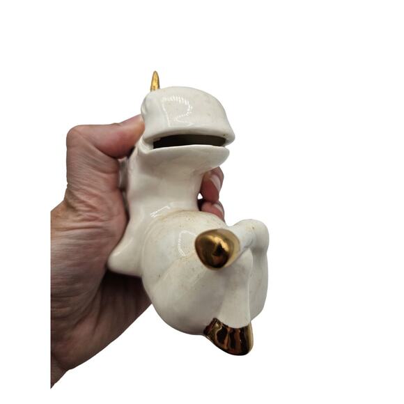 Vintage 1990s Aldon Porcelain Unicorn Figurine Gold Cream Cartoon Face Joan Berg - Picture 3 of 6